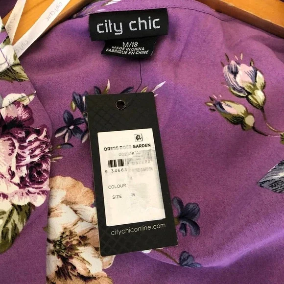 NWT City Chic Rose Garden Puff Sleeve Wrap Dress Women's Plus Size 18 - Picture 3 of 8